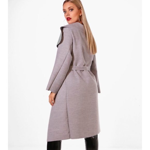 Boohoo Jackets & Coats | Heather Grey Wrap Coat | Poshmark
